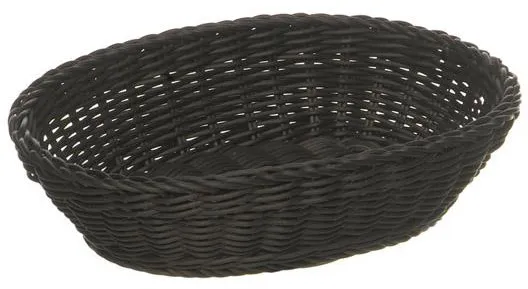 Brödkorg, oval, svart plastflätning, 25x19xH6,5 cm