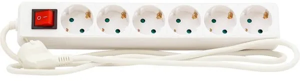 Grenuttag med strömbrytare 6 uttag med jordning 1,5m 3G1