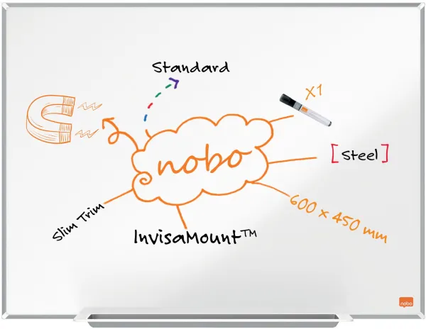 Nobo Impression Pro stål whiteboard 60x45cm vit